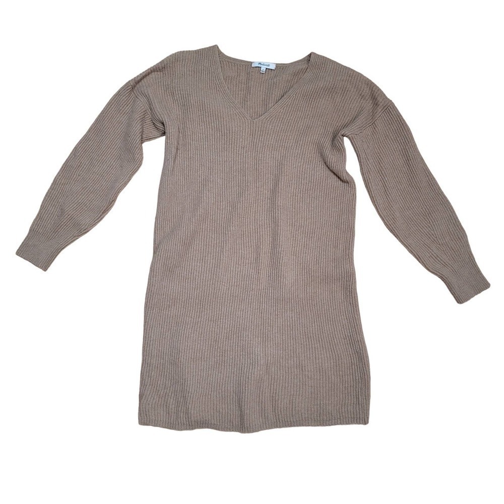 Madewell Relaxed V-Neck Sweater Dress Wool Blend